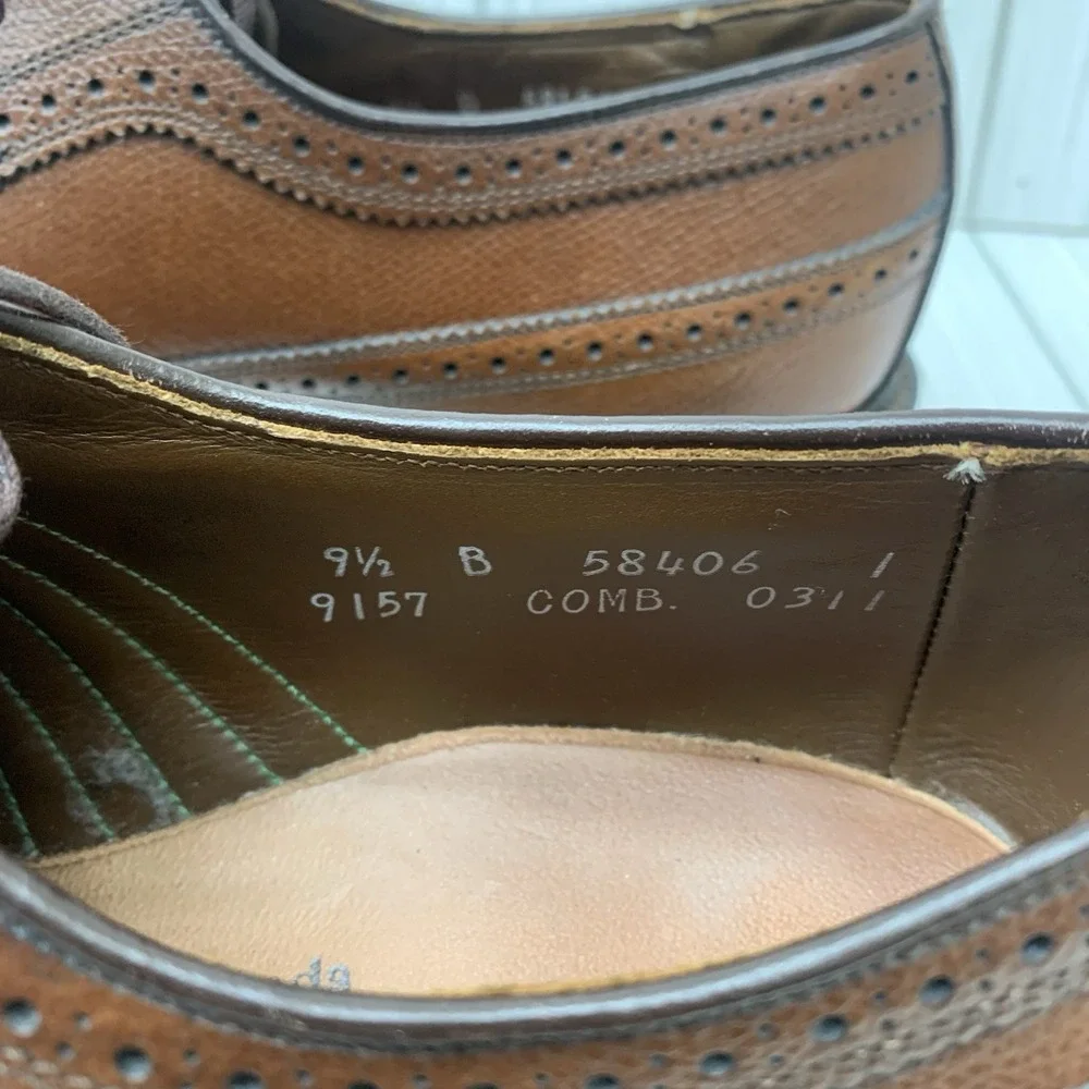 VTG Allen Edmonds 9157 MacNeil Brown Pebbled Leather Wingtip Brogue Shoes 9.5 B‎